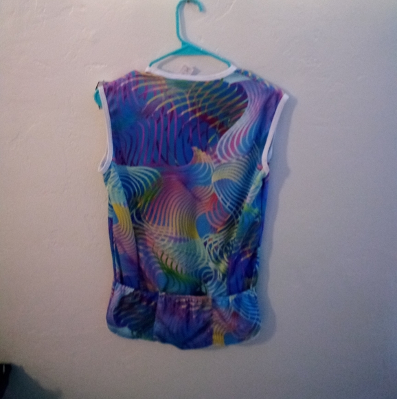 Women's L Performance Biking Tank with pockets rainbow swirl stretchy unique - Picture 5 of 11